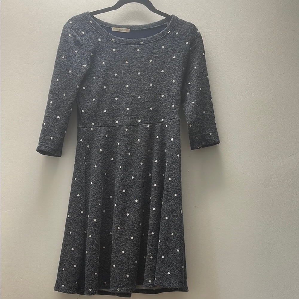 Le Lis Gray Polka Dot Fit & Flare Dress – Size S